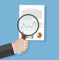 Magnifying glass data analysis concept vector