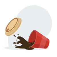 Hot Spilled coffee in a Paper cup vector