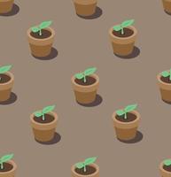 Plant In Flowerpot Isometric style seamless pattern vector