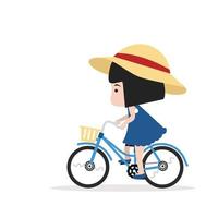 Little girl riding a bicycle vector