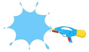 pistola de agua con banner de salpicaduras vector