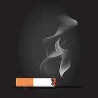 cigarette butt with smoke concept vector