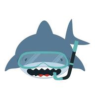 Shark with diving equipment vector