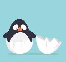 lindo pingüino en un vector de huevo