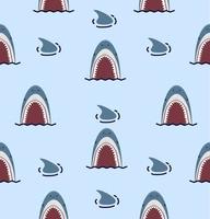 Shark with mouth open seamless pattern vector