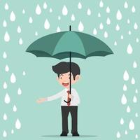 businessman holding an umbrella in the rain vector