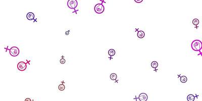 Light Multicolor vector backdrop with woman's power symbols.