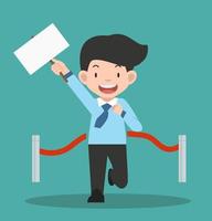 Businessman on the finish line cartoon flat vector