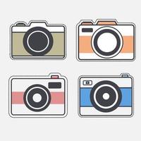 camera flat style stickers isolated on white vector