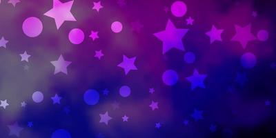 Light Pink, Blue vector background with circles, stars.