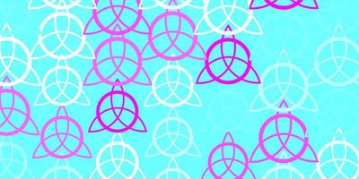 Light Pink, Blue vector background with occult symbols.