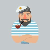 Sailor man wearing with hat and pipe vector