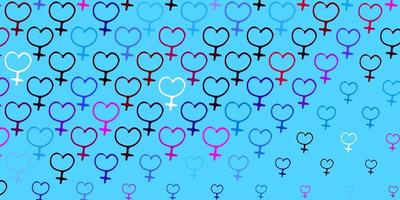 Light Blue, Red vector pattern with feminism elements.