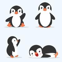 Cute little penguin poses vector set