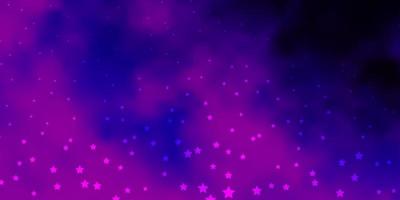 Dark Purple, Pink vector background with small and big stars.