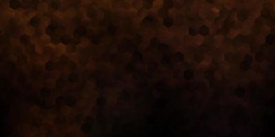 Dark brown vector texture with colorful hexagons.