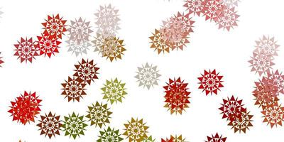 Light green, yellow vector beautiful snowflakes backdrop with flowers.