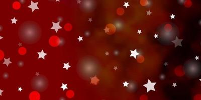 Light Red, Yellow vector backdrop with circles, stars.