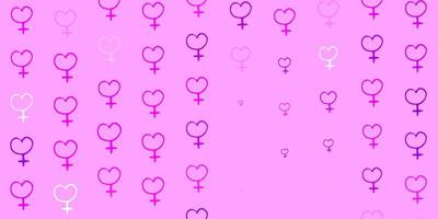 Light Pink vector texture with women rights symbols.