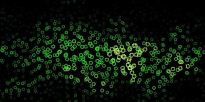 Dark green, yellow vector background with spots.