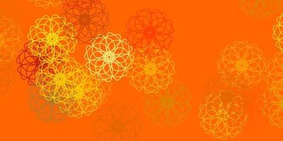 Light Yellow vector doodle background with flowers.
