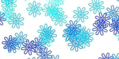 Fondo de doodle de vector azul claro con flores.