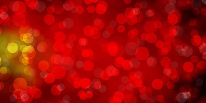 Dark Red, Yellow vector background with circles