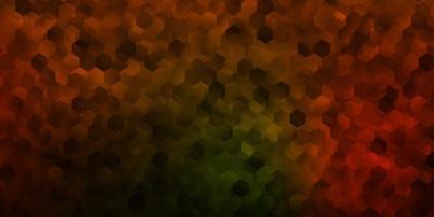 Dark green, yellow vector background with hexagonal shapes.