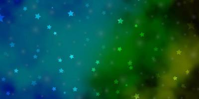 Fondo de vector azul claro, verde con estrellas de colores.