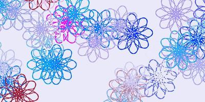 Fondo de doodle de vector multicolor claro con flores.