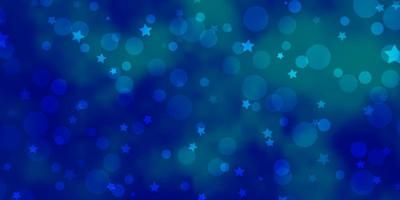 Light BLUE vector texture with circles, stars.