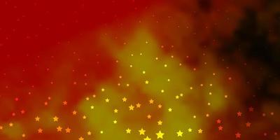 Dark Red, Yellow vector background with colorful stars.