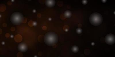 Dark Brown vector pattern with circles, stars.