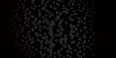 Dark Green, Yellow vector background with bubbles.