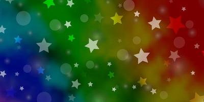 Light Multicolor vector layout with circles, stars.