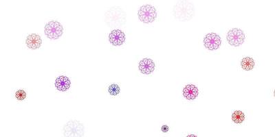 Light pink, red vector doodle pattern with flowers.