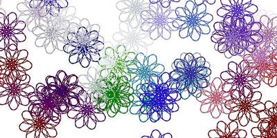 textura de doodle de vector multicolor claro con flores.