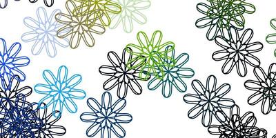 Light Blue, Yellow vector doodle pattern with flowers.