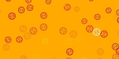 Light Orange vector background with occult symbols.