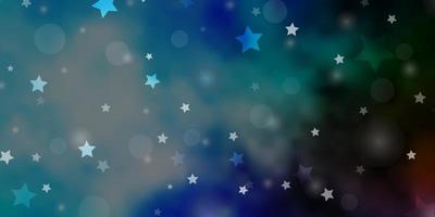 Light Blue, Green vector layout with circles, stars.