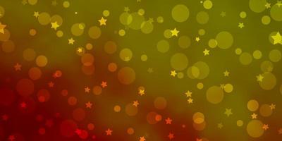 Light Green, Red vector template with circles, stars.