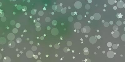 Light Green vector layout with circles, stars.