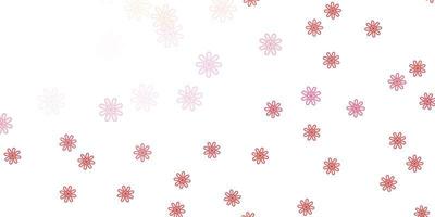 textura de doodle de vector rojo claro con flores.