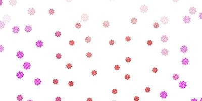 Light pink, red vector beautiful snowflakes backdrop with flowers.