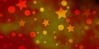 Dark Orange vector layout with circles, stars.