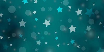 Light Green vector backdrop with circles, stars.