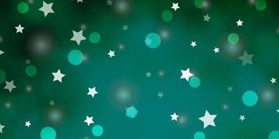 Light Green vector pattern with circles, stars.