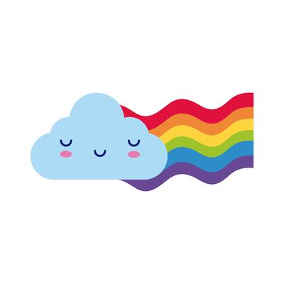 cute rainbow cloud kawaii style flat icon