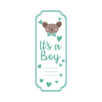 baby shower card with koala and lettering it's a boy, hand draw style