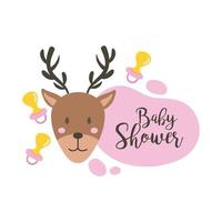 baby shower lettering with reindeer hand draw style vector